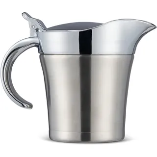 Oak & Steel - Premium Edelstahl Thermo Sauciere, Soßenkanne mit Klappdeckel & Geschenkbox (480ml) - Doppelwandig - Abendessen, Restaurants, Partys, Weihnachten