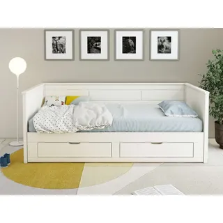 Home Affaire Ausziehbett »Leorben, Daybed, Jugendbett, Landhausstil, Massivholz«, weiß