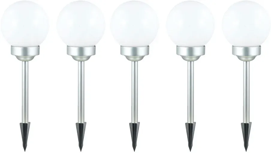 Solarleuchte Kugel Garten Kugelleuchte Solar LED Gartendeko Solarkugel für Außen 15 cm, mit Erdspieß und Balkonhalter, Leuchtdauer ca. 6-8 Stunden, H 42,5 cm, 5er Set