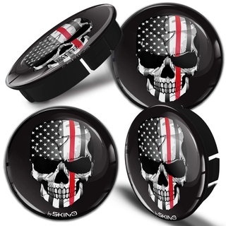 SkinoEu® 4 x 60mm Silikon Nabenkappen Kappen Totenkopf Schädel Felgendeckel Radkappen Radnabendeckel Nabendeckel Auto Tuning C 32