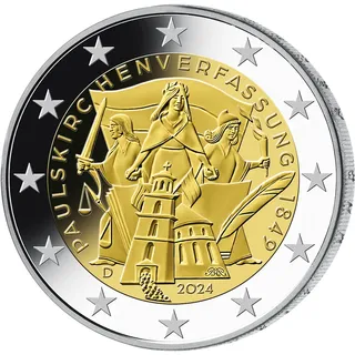 Deutschland 2024: 2 Euro Gedenkmünze "175 Jahre Paulskirchenverfassung"