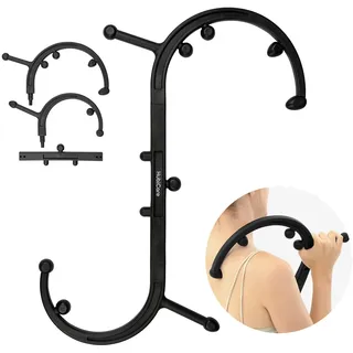 HuBDIC HubiCare Massagestab, Triggerpunkt-Rohr, Körpertiefgewebe, Handgriff, Rücken, Nacken, Schulter, Bein und Füße, Muskelentlastungswerkzeug, Selbstmassage-Hakenstock für Frauen und Männer (Schwarz