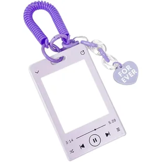 runrayay Music Player Kpop Photocard Holder, Acrylic Card Sleeves, Picture Frames, Top Loaders for Cards, 3X4 Inches, Photo Card Holder Keychain Kpop, Kpop Album - Purple