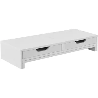 [en.casa] Monitorständer Marttila mit 2 Schubladen 60x22x11 cm Weiß