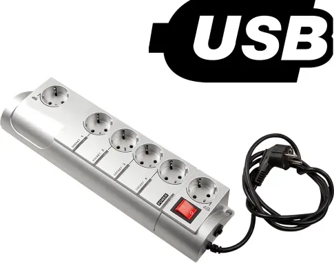 Programmierbare Steckdosenleiste mit USB-Schnittstelle