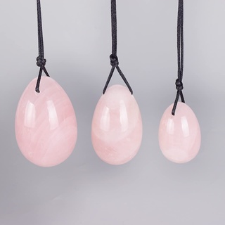 Yoni-Ei, natürliches Rosenquarz-Massageset, Bohrer, Kristall, Mineralkugel, Kegel-Übung, Beckenbodenmuskulatur, Frau, 3-tlg