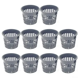Wetterfester Pflanzkorb Rund für Teich und Wassergarten, Durchbrochenes Design für Optimalen Wasserfluss, Aus Recyceltem Kunststoff, Schwarz, 10er Pack(XC80)