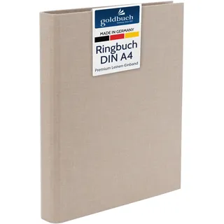 Goldbuch 37 211 Ringbuch A4 Summertime Beige, Ordner, Maße 32 x 27,5 x 4,5 cm, Hefter mit 4-Ringmechanik und Klemmbügel, Ringordner Format DIN A4, Einband aus Leinen, Heftordner Hellbraun