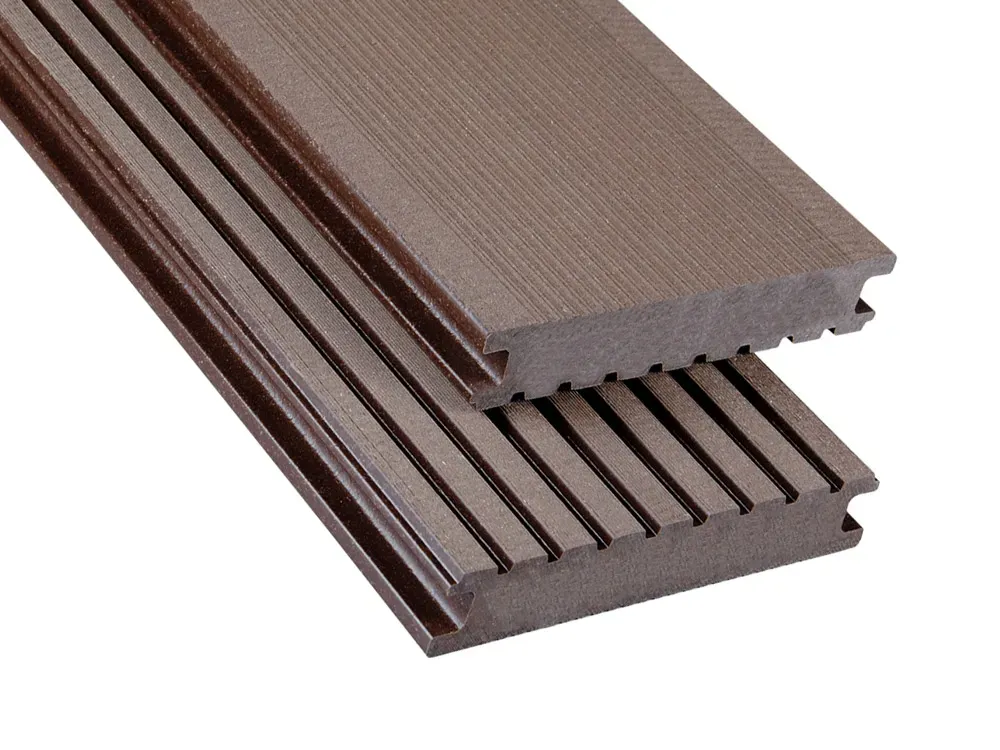 26x145 mm Kovalex® Standard WPC-Terrassendiele, schokoladenbraun, gebürstet, Vollprofil Längen:1,00 bis 6,00m, Profil: grob/fein