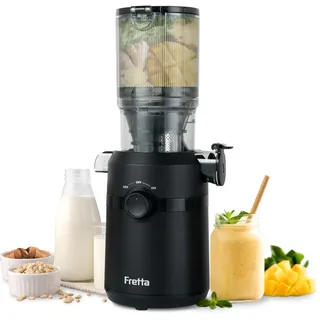 Fretta Entsafter,Slow Juicer mit 108MM Breite und Größere Fütterungsröhre,Füllvolumen für ganze Gemüse und Obst,BPA-frei Tritan-Material Entsafter,Einfacher Installation,200W