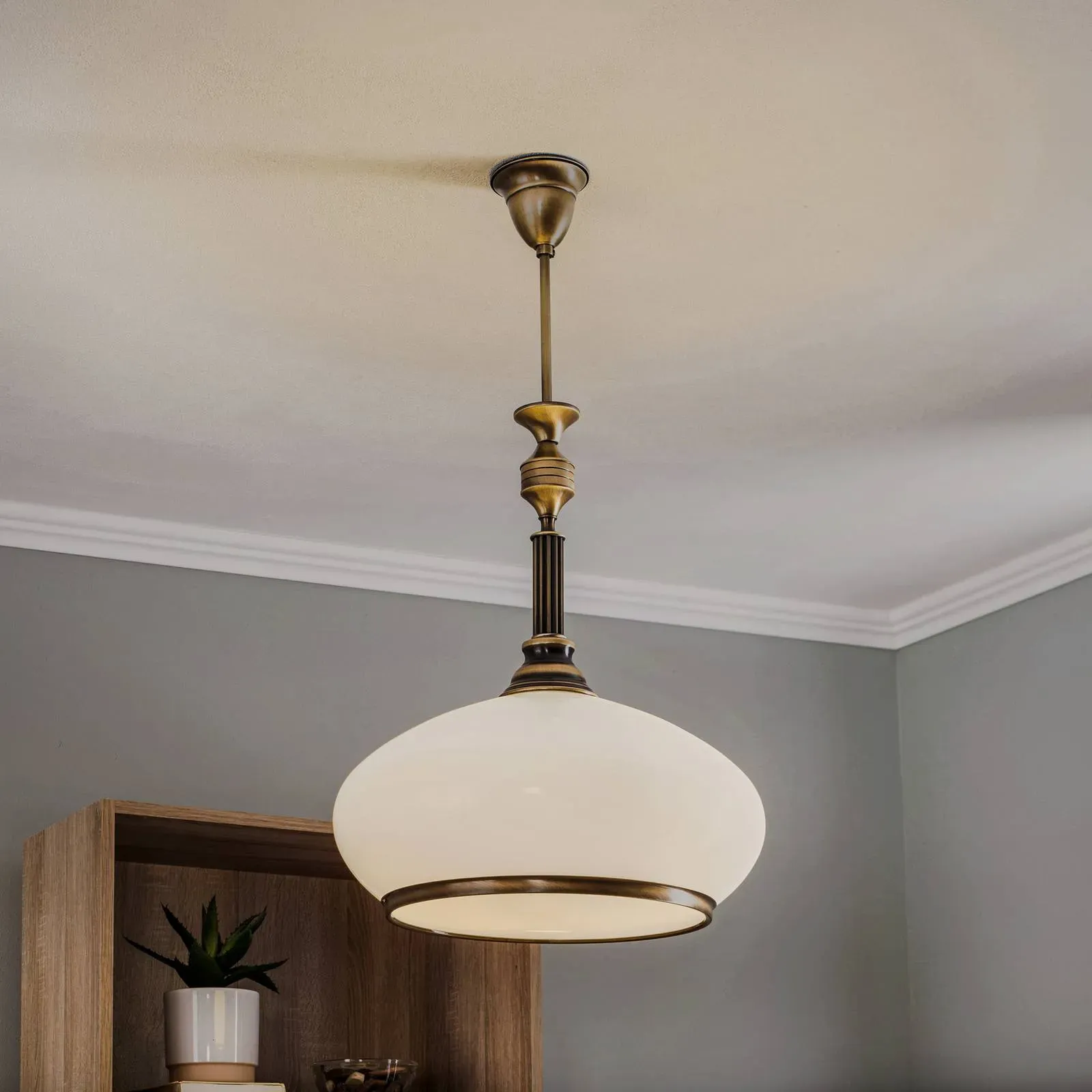 Hängelampe Petro Jupiter, dimmbar, bronze / altmessing, für Wohn- / Esszimmer, Metall, Antik, Pendelleuchte - 40 cm - 40 cm - 60 cm