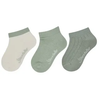 Sterntaler Sneaker Socken 3er Pack Uni – Baby- und Kindersocken im 3er Pack uni mit Rippenstruktur, Baumwoll-Mix, Ecru, Größe 18 - 18