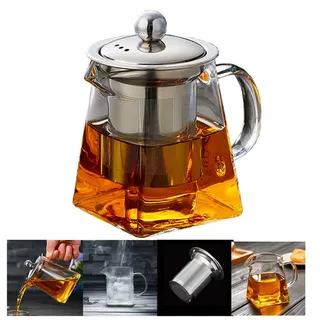 Teekanne Glas Teebereiter 350 ml PLUIESOLEIL mit Abnehmbare Edelstahl-Sieb
