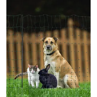 Landkaufhaus Mayer Hundezaun Katzenzaun Geflügelzaun Geflügelnetz Hühnerzaun (106cm) 25m grün +9 Pfähle Hütezaun Hütenetz Hunde/Katzen-Zaun Einzäunung