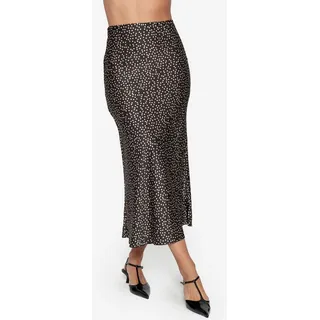 SASSYCLASSY Minirock Midi Satinrock Damen Elegant mit Punktmuster A-Linie Rock lang aus Satin mit Gummibund in Punktedesign Schwarz Weiß schwarz M
