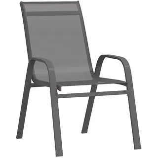 vidaXL Stapelbare Gartenstühle 2 Stk. Grau Textilene