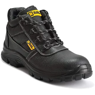 BLACK HAMMER Sicherheitsstiefel Herren Wasserdicht S3 SRC Stahlkappe Arbeitsschuhe Knöchelhoch Leder Sicherheitsschuhe Schwarz Leicht 1007 (40 EU)