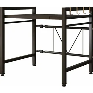 Mikrowellenständer – 2-stöckig, höhen- und längenverstellbar – platzsparend, stabil mit praktischem Stauraum in Schwarz L64xB36xH46cm /WB/