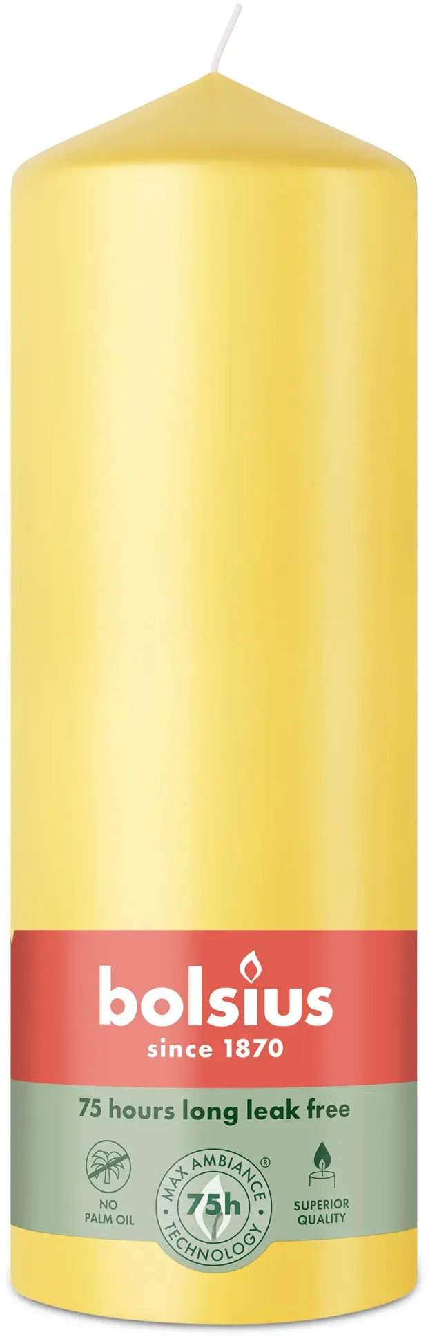 Bolsius: Stumpenkerze 200/68mm - Sonnengelb (6 Stück)