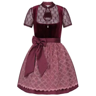 Steigenhöfer Manufaktur Dirndl Damen im Set - Franziska - Vollständiges Oktoberfest Outfit (Komplettes Dirndl Set, Das Set beinhaltet Kleid, Bluse und Schürze) Midi Dirndl - 60cm Rock - Feine Samtoptik und Perlenapplikation rot 38