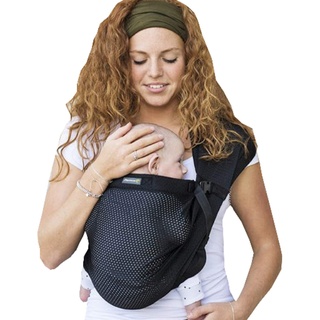 Minimonkey -Tragetuch Mini Sling schwarz für Neugeborene ab Geburt (0 - 2 Jahre) bis 15 kg - Sommer Baby-Trage-System wasserfest, ergonomisch am Bauch tragen in M-Position - Kleinkind Tragegurt