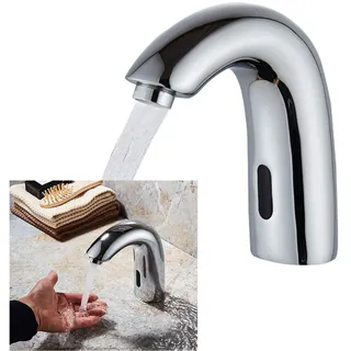 Automatischer Sensor Wasserhahn Infrarot Sensor Wasserhahn Messing badarmaturen Waschtischarmatur Automatik Waschbecken Armatur für Schulen, Hotels (Nur Kaltes Wasser)