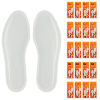 Relaxdays Sohlenwärmer 20 Paar, Größe S, Wärmeeinlagen für Schuhe, 8h warme Füße, luftaktiviert, selbstwärmend, weiß
