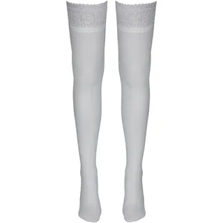 COTTELLI Overknee-Strümpfe - halterlose Stockings für Frauen, im transparentem Overknee-Look, floralen Spitzen-Rand, ruschtfest