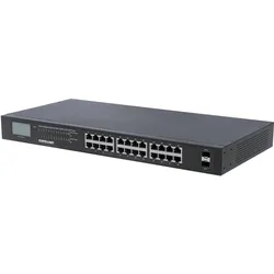 Intellinet Gigabit Ethernet PoE+ Switch with 2 SFP Ports and LCD Screen (24 Ports), Netzwerk Switch, Schwarz