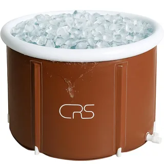 CRS faltbare Badewanne für Dusche Erwachsene/Kinder | Outdoor Eisbad | faltbare Eistonne | Eisfass für innen & außen | Eiswanne für zuhause | Für Wim-Hof Methode | Tauchbecken Sauna (Braun 90cmØ)