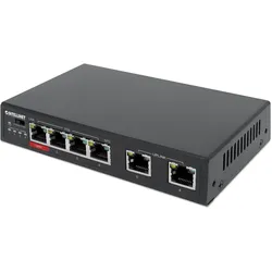 Intellinet 6-Port Fast Ethernet Switch mit 4 PoE-Ports (1 x High-Power PoE) (6 Ports), Netzwerk Switch, Schwarz