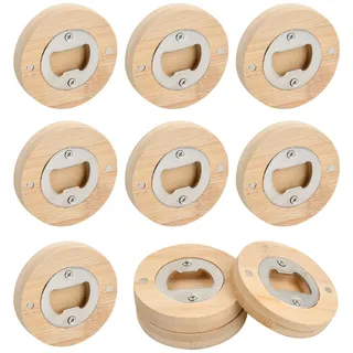 10er Set FlaschenöFfner, FlaschenöFfner Holz, BieröFfner Runder, Bottle Opener Verdickt Und Bruchsicher, Edelstahl, Mit Magnet (6,5 Cm Durchmesser)