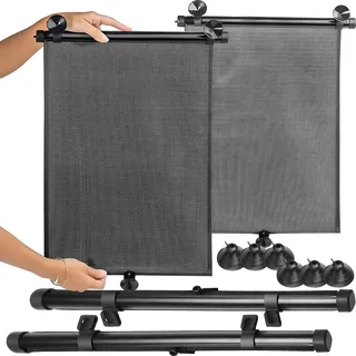 2x Auto Seitenfenster Sonnenschutz Auto Sonnenblende Sonnnenschutz Rollo Seitenschutz für Heckscheibe Universelle Auto UV Schutz mit Saugnäpfen R...