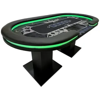 Home Deluxe GmbH HOME DELUXE LED Pokertisch inkl. Pokerkoffer und 4 Stühle STRAIGHT FLUSH | mit LED Beleuchtung I Spielertisch Poker Tisch Casino