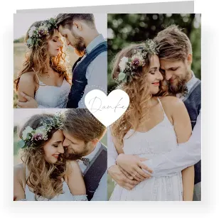 Dankeskarte Hochzeit: Pünktchen - Herz mit Fotos
