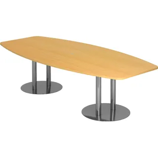 Hammerbacher Konferenztisch KT28S buche Tonnenform, 280,0 x 85,0 - 130,0 x 74,0 cm