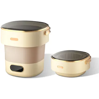 13L Mini Waschmaschine, 2.5Kg Faltbare Camping Waschmaschine Mit Schleuder, Tiefenreinigung Von Babykleidung Unterwäsche, Reisewaschmaschine Für Schlafsäle, Wohnmobil,Wohnungen,Beige [Energieklasse a]