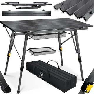 Kesser KESSER® Campingtisch faltbar Klapptisch Camping Tisch mit Aluminiumrahmen Aufrollbare Tischplatte Falttisch klappbar mit Höhenverstellung inkl. Tragetasche mit Trageband 90 x 53cm - bis 30 kg