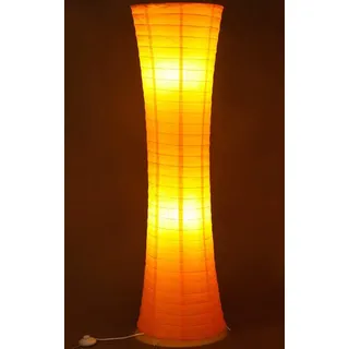 Trango 1230L Design LED Reispapier Stehlampe *AMSTERDAM* Reispapierlampe *HANDMADE* Stehleuchte in Rund mit orangefarbenem Lampenschirm inkl. 2x E14 LED Leuchtmittel, Höhe: 125cm, Wohnraumlampe