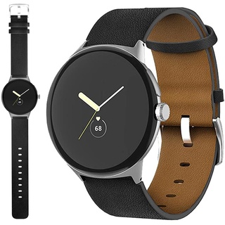 Miimall Lederarmband Kompatibel mit Google Pixel Watch 2/1 Armband, Genuine Leder Bequem Verschleißfest Verstellbares Strap Männer Frauen Ersatzarmband für Google Pixel Watch 2 2023/Pixel Watch 2022