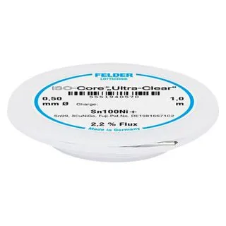 Felder ISO-Core Ultra-Clear Sn100Ni+ Lötzinn, bleifrei Spule Sn99,25Cu0,7Ni0,05 0.5mm