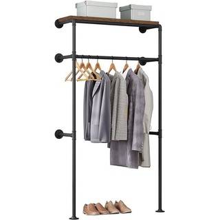 Woltu industrielle Kleiderstange Wand,Garderobe für begehbaren Kleiderschrank,Kleiderständer mit Regal,für Schlafzimmer Ankleidezimmer,103x187x36,5 cm