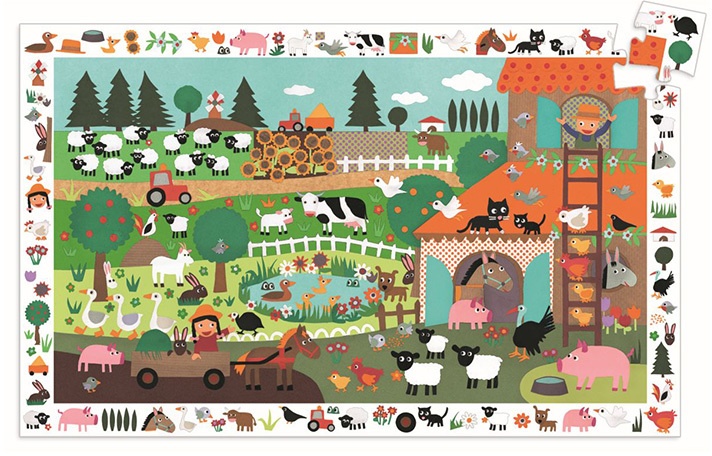 Djeco - Wimmelpuzzle THE FARM 35-teilig in bunt