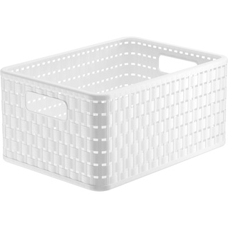 Country Aufbewahrungskiste 11l in Rattan-Optik, Kunststoff (PP) BPA-frei, weiss, A5+/11l (32.8 x 16 x 16.0 cm)