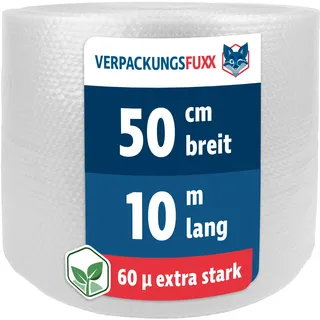 Luftpolsterfolie Rolle 50cm x 10m | Bubble Wrap für Versand, Verpackung und Umzug | 2-schichtige Noppenfolie als Verpackungsmaterial | Füllmaterial für Ihre Pakete
