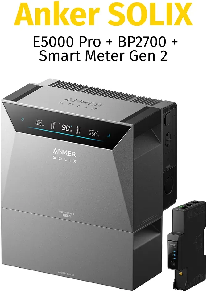 Anker SOLIX Solarbank 4 E5000 Pro Balkonkraftwerk Speicher 5kwh inkl. Smart Meter Gen 2 - 1x BP2700