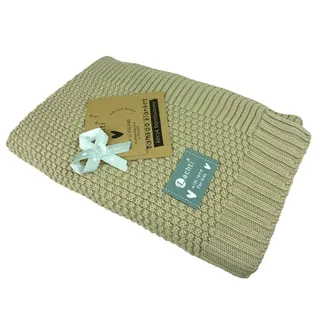 Babydecke gestrickte Babydecke, Baby Decke KC-008, 80x100 cm, Taschen4life, Kuscheldecke für drinnen & draußen, Baby Strickdecke - weich & zart braun