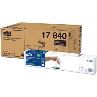 TORK 17840 Xpressnap Snack Weiße Spenderserviette / 1-lagige Papierservietten mit 1/4 Falz für Serviettenspender 8 x