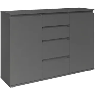 Die Möbelfundgrube Kommode mit 4 Schubladen, anthrazit 119 x 35 cm, - 2-türig - BRESTA