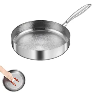 JIABAOZ Titan Pfanne, 20/24/28 Cm Gehämmerter Wok Titanp Fanne, Unbeschichtet Titanpfanne, Antihaftbeschichtet & Langlebig, Nutrition Zum Kochen, Perfekt Für Jedes Kochfeld (Kein Deckel,20CM)